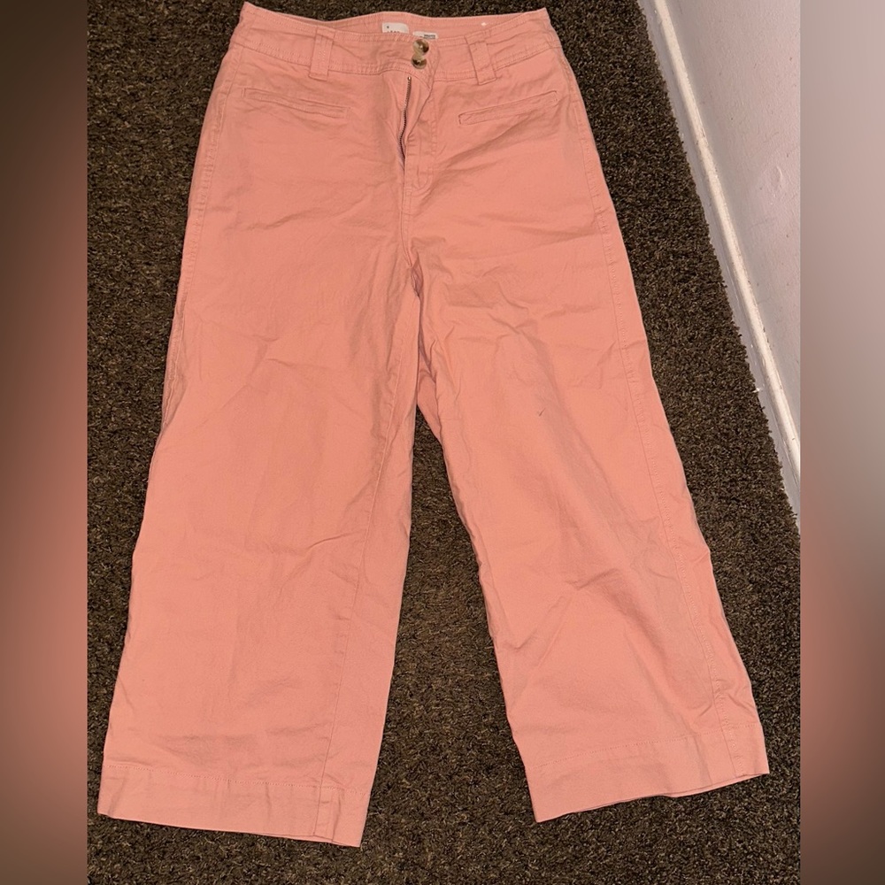 A New Day High Rise Cropped Wide Leg Pants in Peach- Perfect for Work!